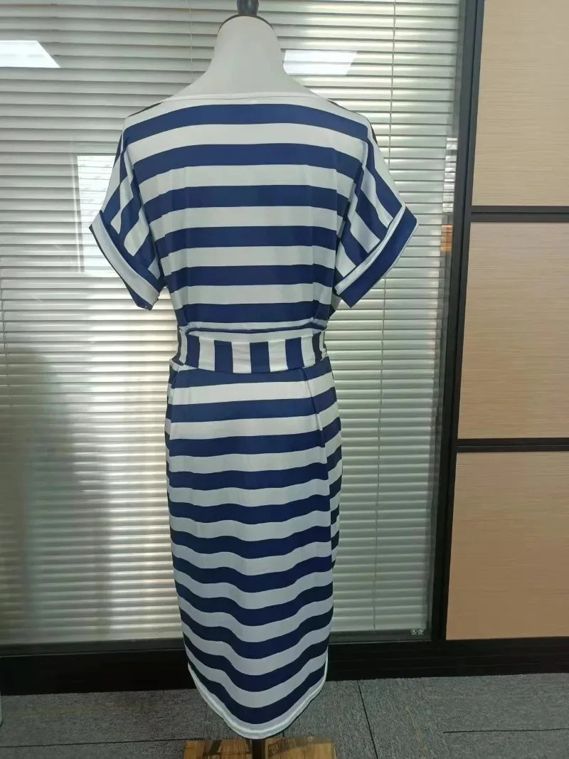 New Summer Casual Short Sleeve O-Neck Striped Oversize Women Dresses Slim Bodycon Dress Female Solid Pockets Midi Cotton Dress New Summer Casual Short Sleeve O-Neck Striped Oversize Women Dresses Slim Bodycon Dress Female Solid Pockets Midi Cotton Dress